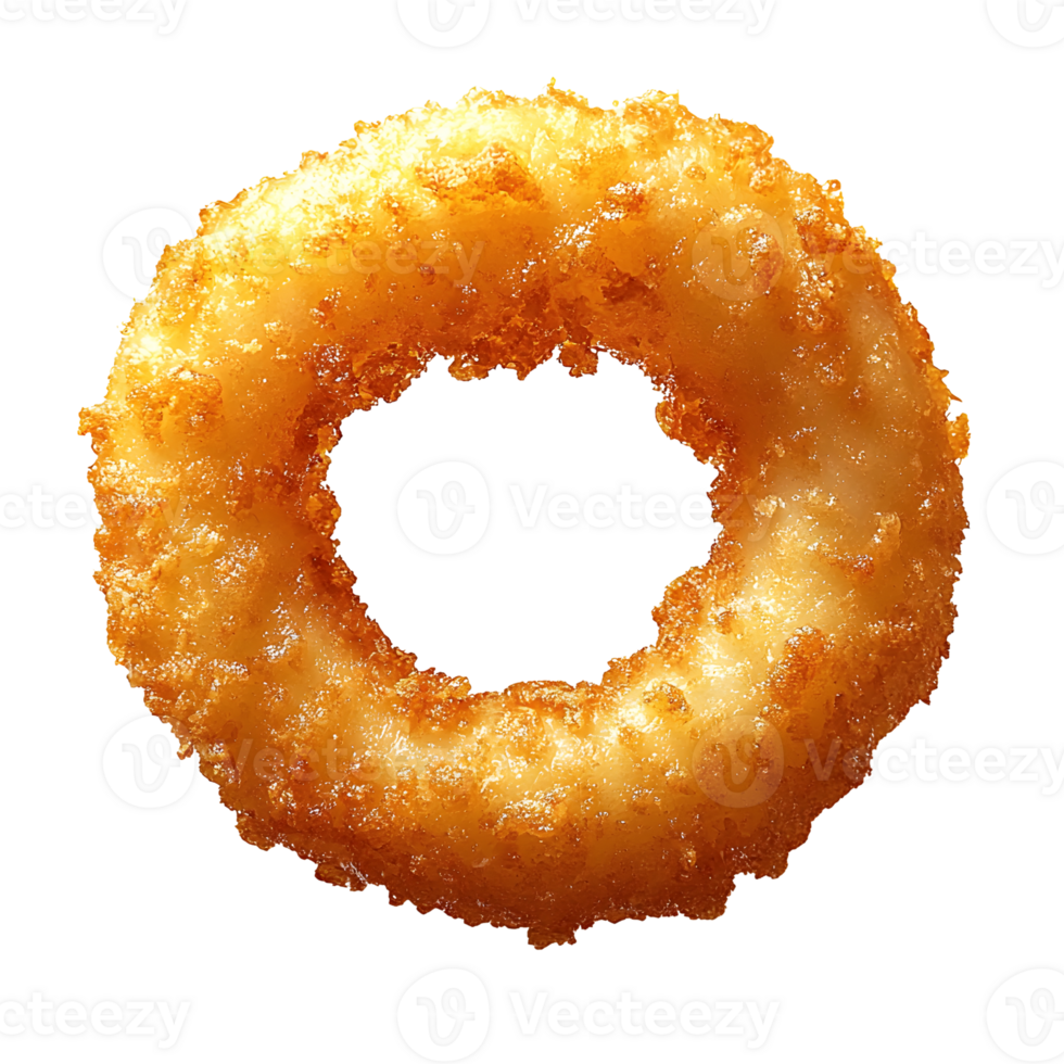 crispy golden onion ring on transparent background. png