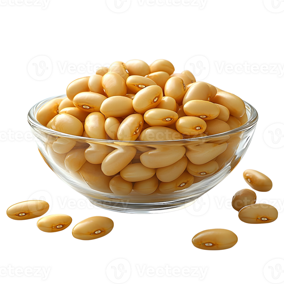 soybeans in glass bowl isolated on transparent background png