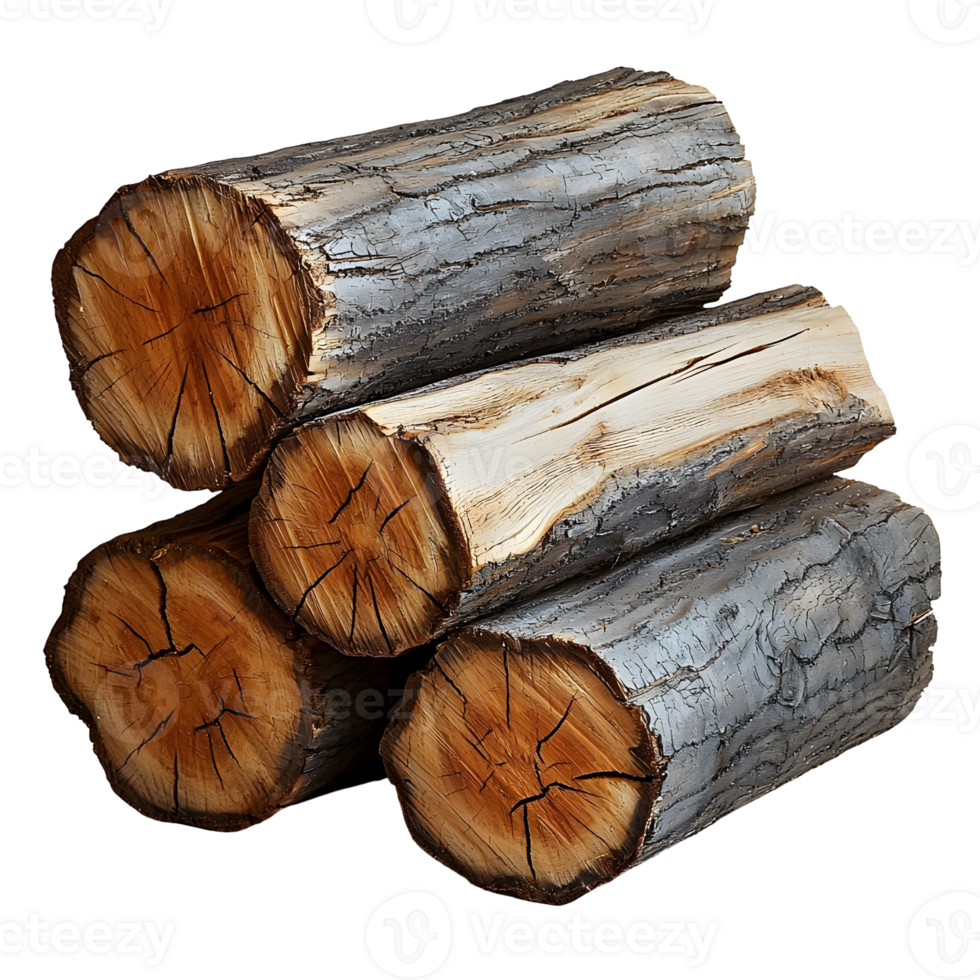 stack of wood logs isolated on transparent background png