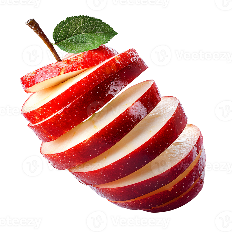 Red Apple Slices on Transparent Background png