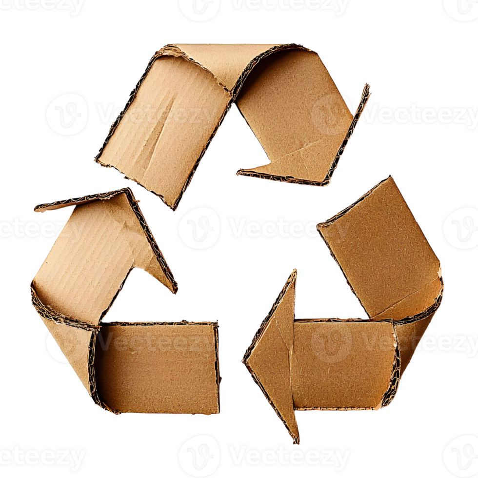 cardboard recycling symbol on transparent background png