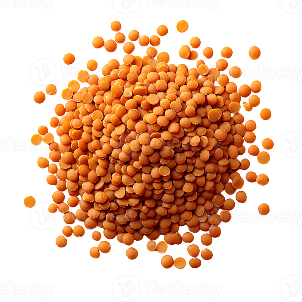 red lentils heap on transparent background. png