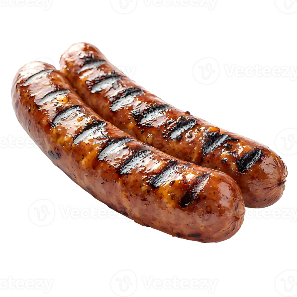 grilled sausages isolated on transparent background. png