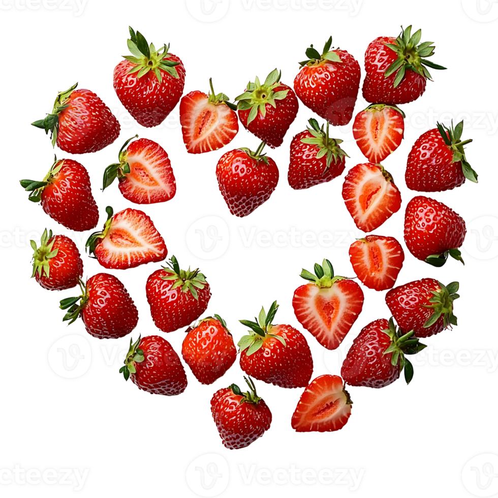 strawberry heart on transparent background png