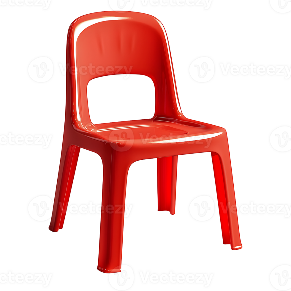 red plastic chair isolated on transparent background. png