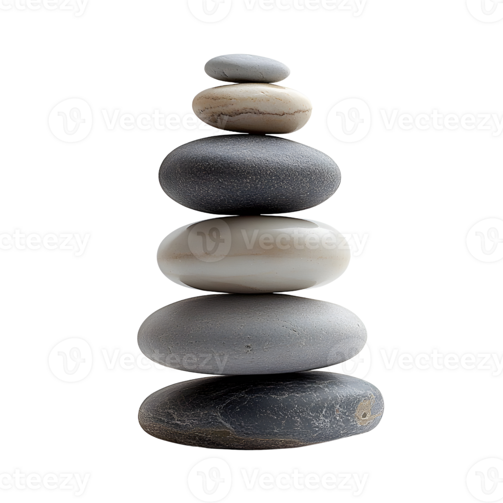 stacked stones on transparent background, rock balancing png