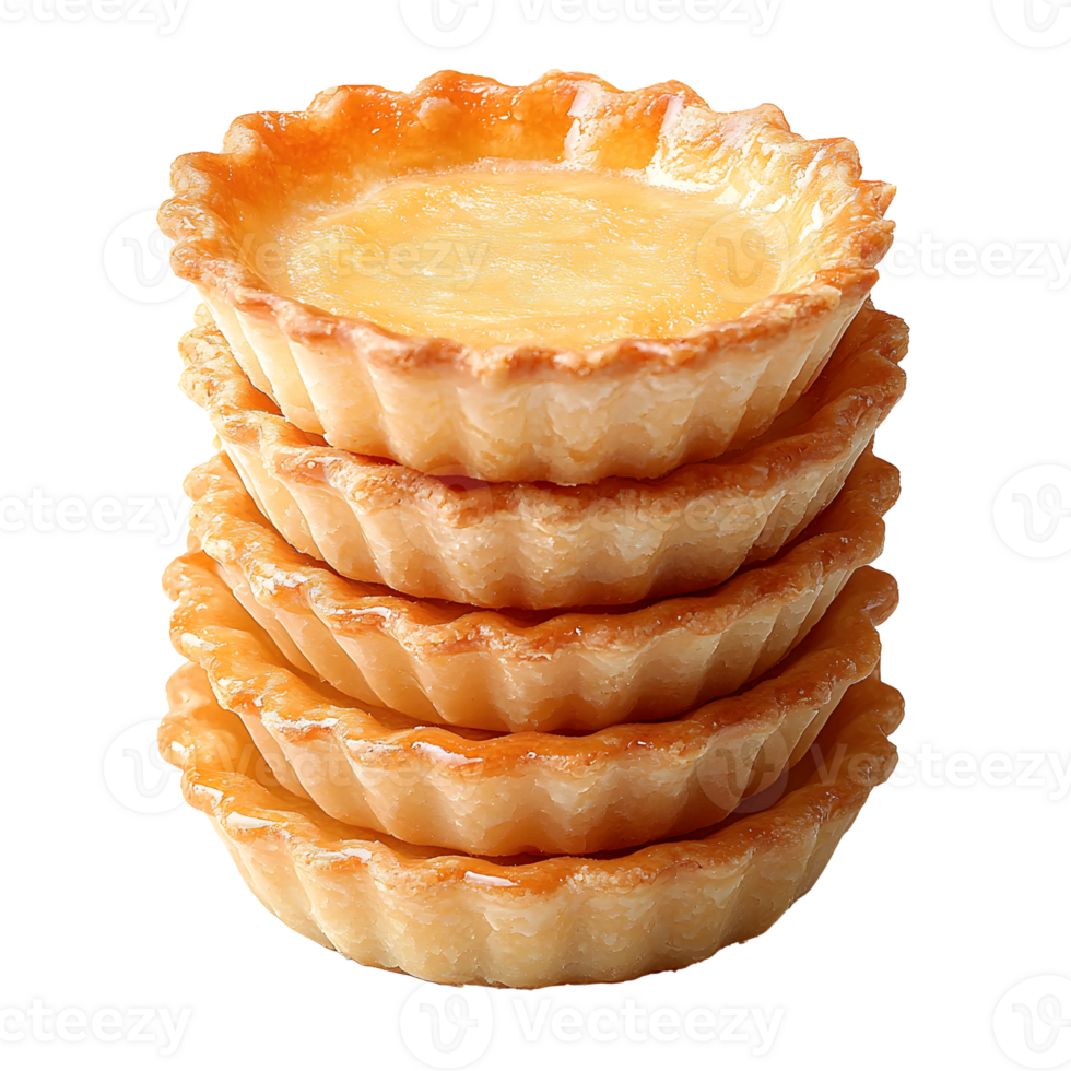 stack of freshly baked egg custard tarts. png