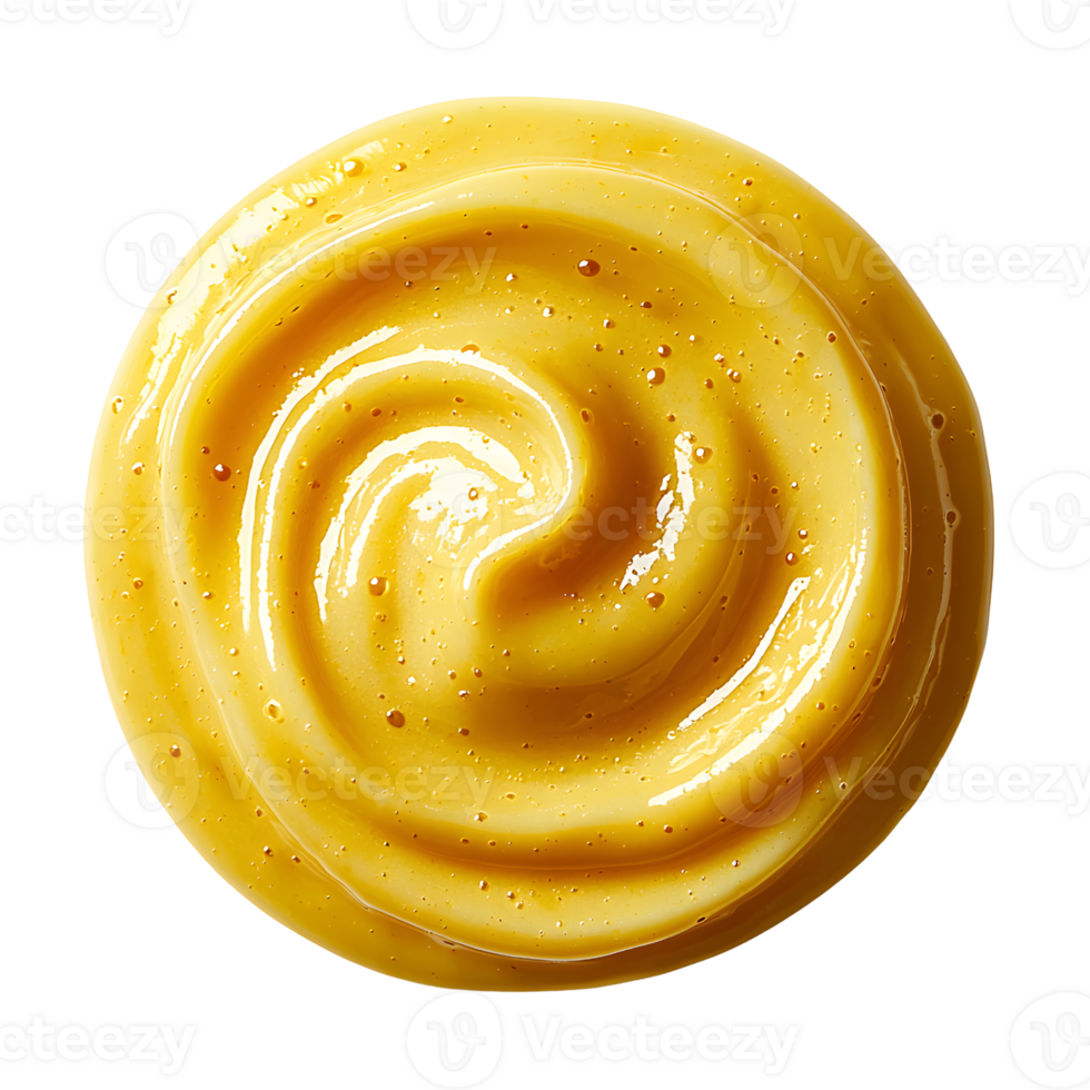 yellow sauce swirl on transparent background, top view. png