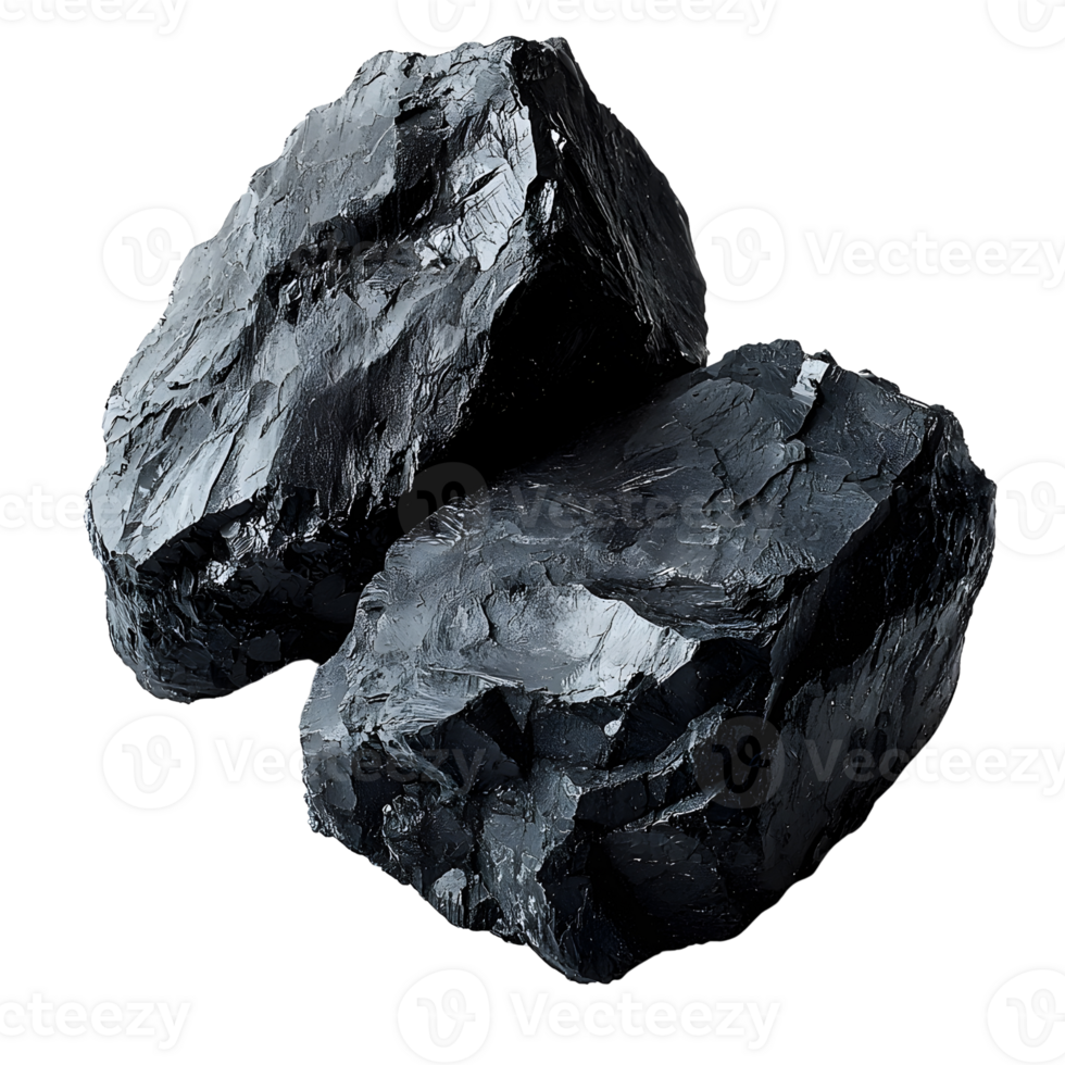 two pieces of coal on transparent background png