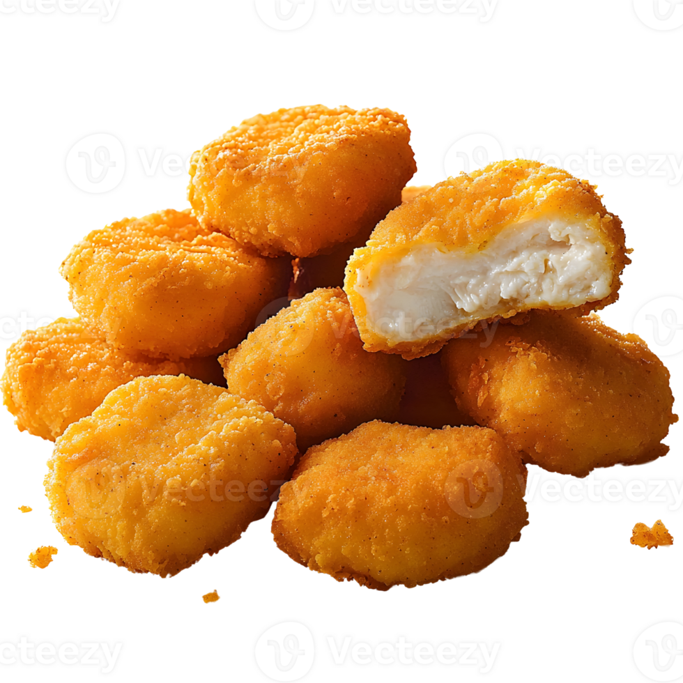 chicken nuggets pile on transparent background png