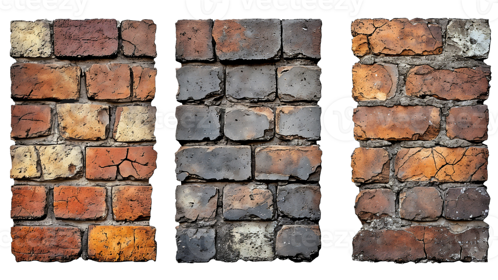 brick wall panels, isolated on transparent background png