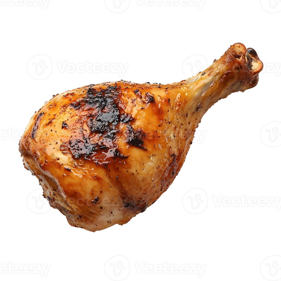 roasted chicken leg on white background png