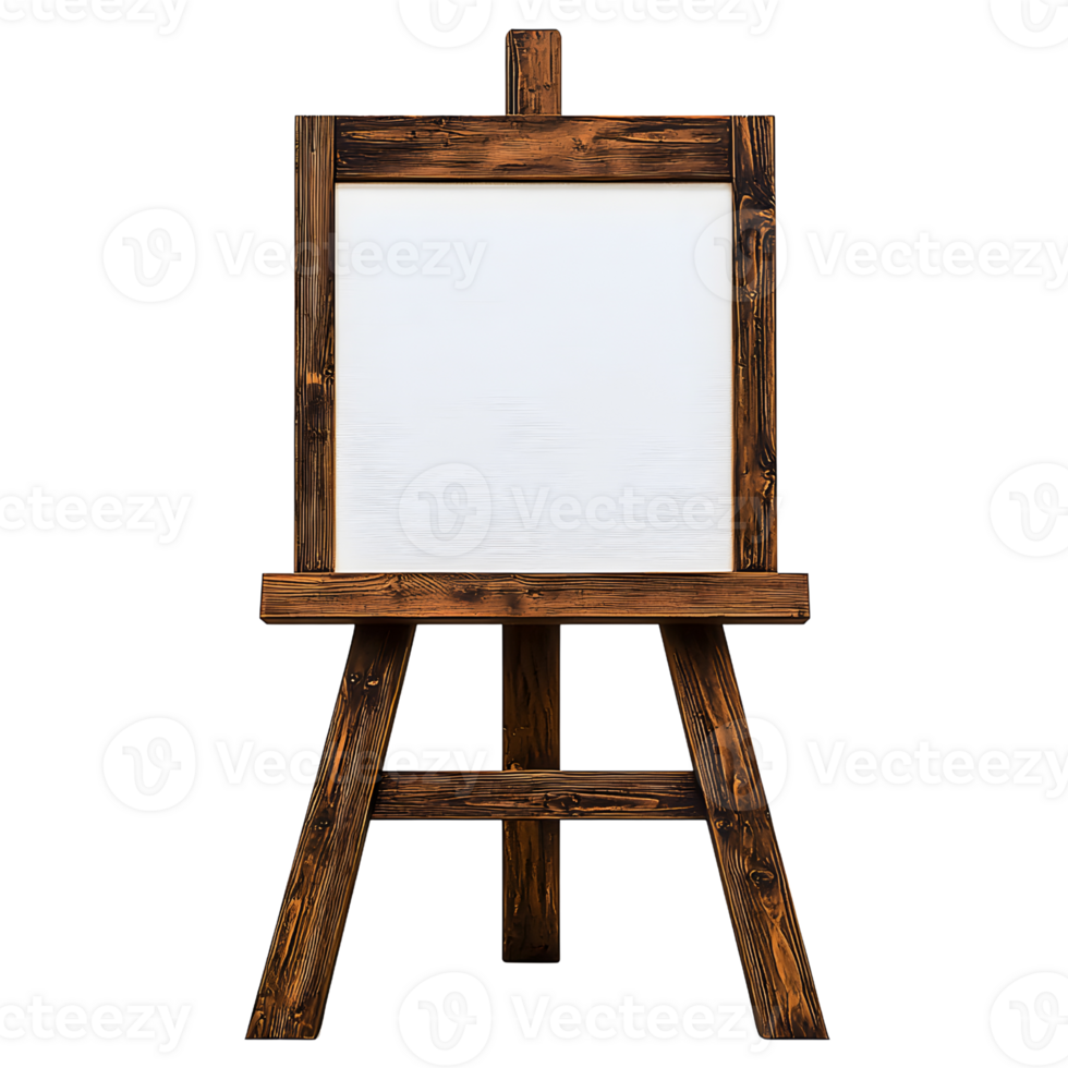 wooden easel with blank canvas isolated on white background png