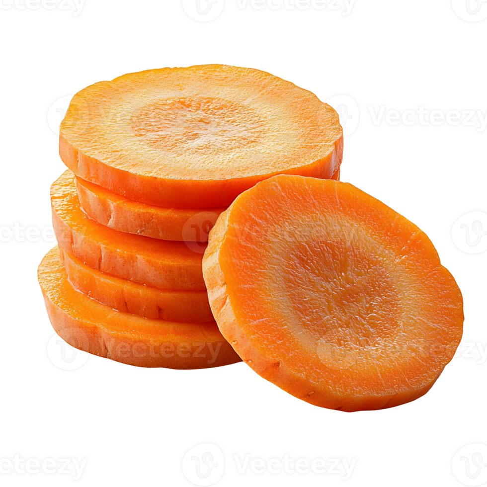 carrot slices stacked, isolated on white background png