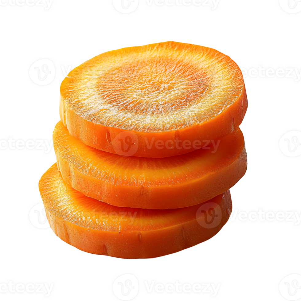 carrot slices stacked on white background png