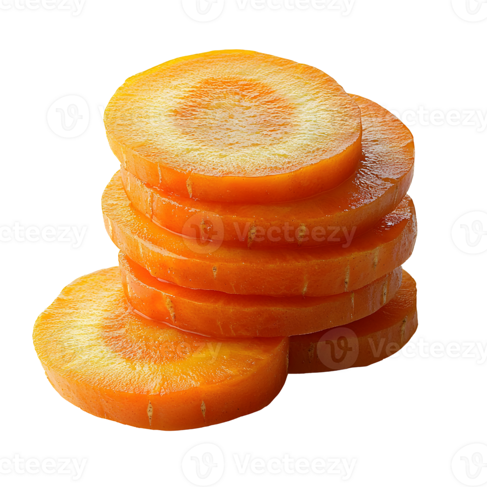Pile of Carrot Slices on White Background png