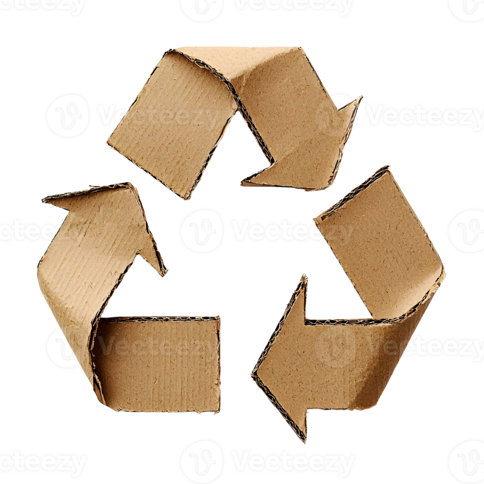 cardboard recycle symbol isolated on black png