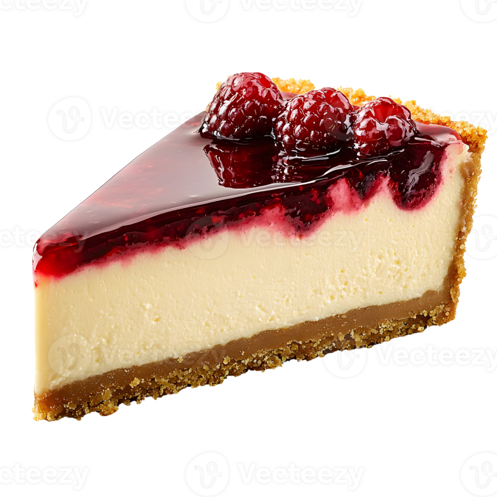 raspberry cheesecake slice on white background png