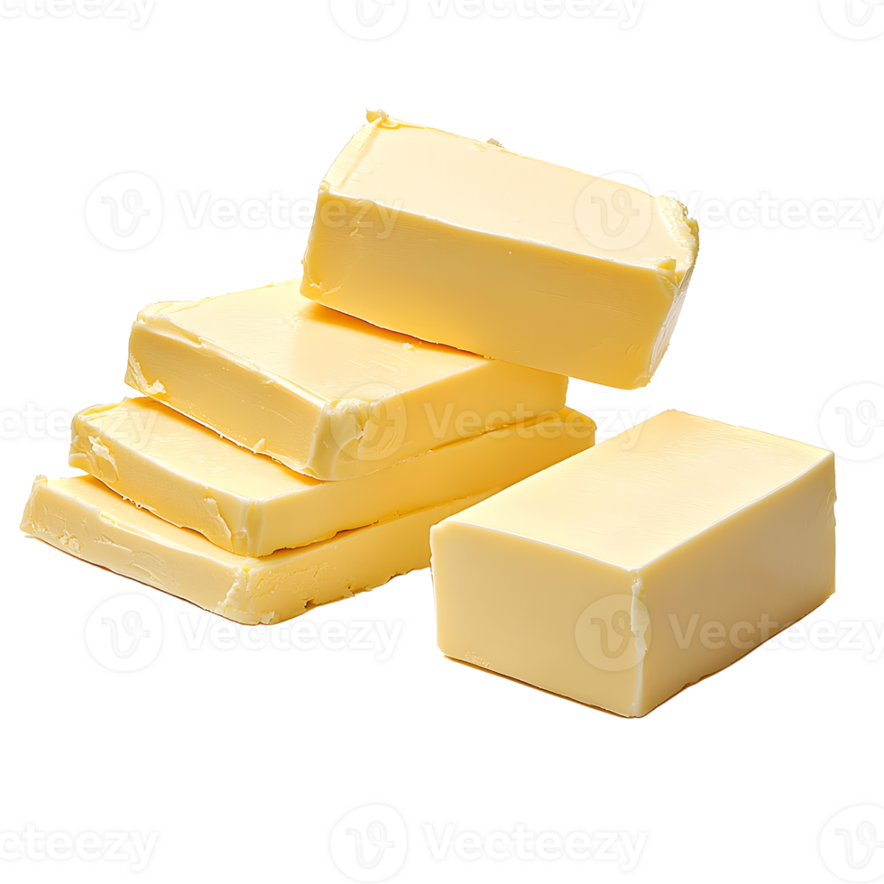 butter blocks on white background, close up png