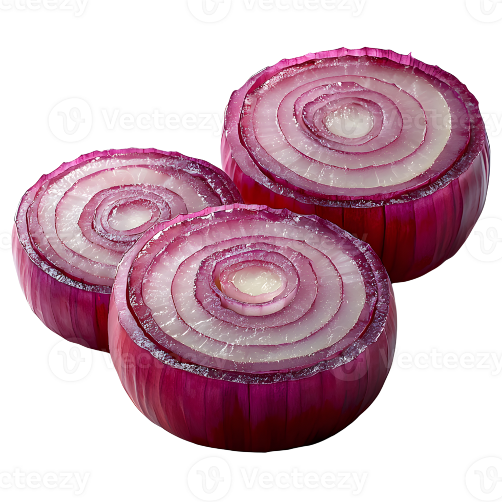sliced red onions isolated on white background png