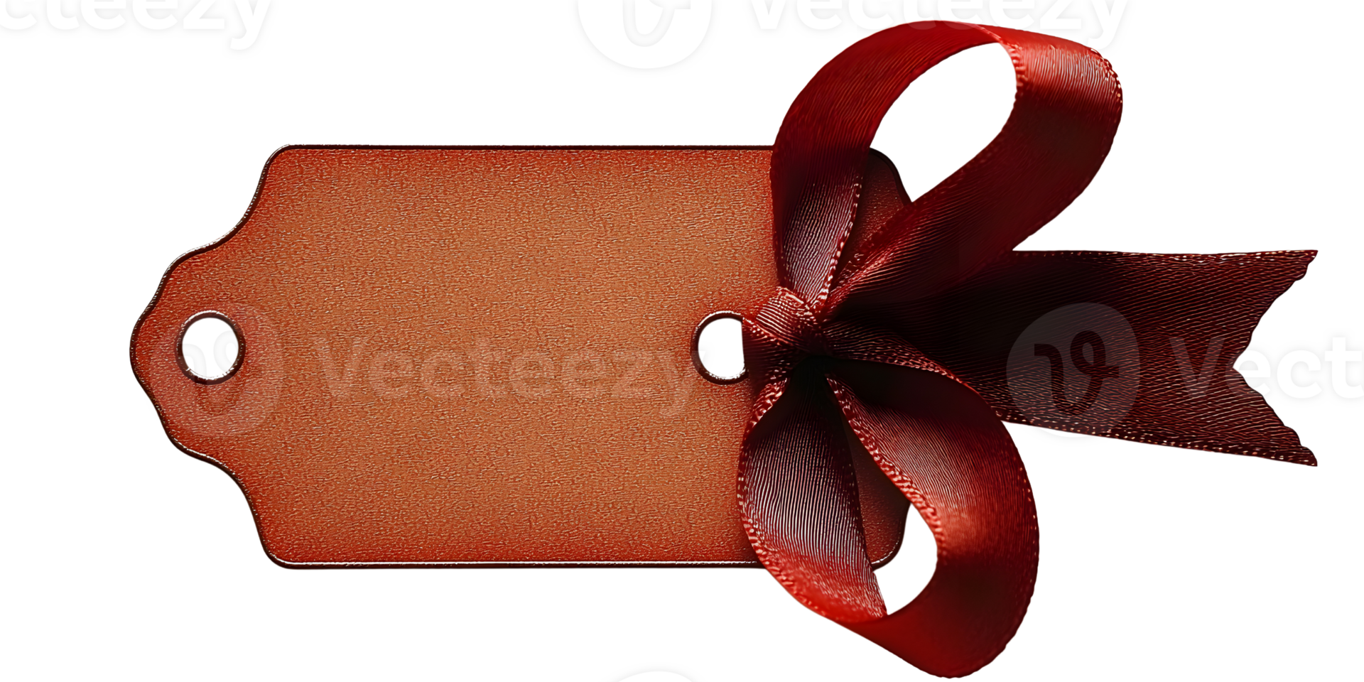 gift tag with red ribbon, isolated on white background png