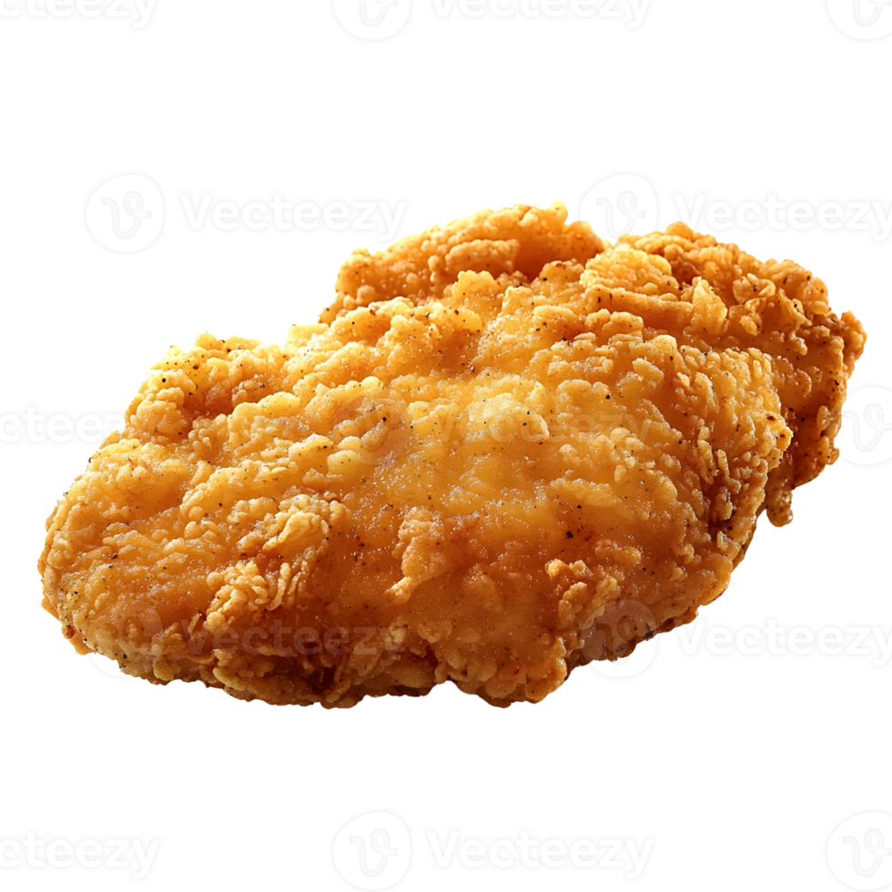 Golden Crispy Fried Chicken Fillet on White Background png
