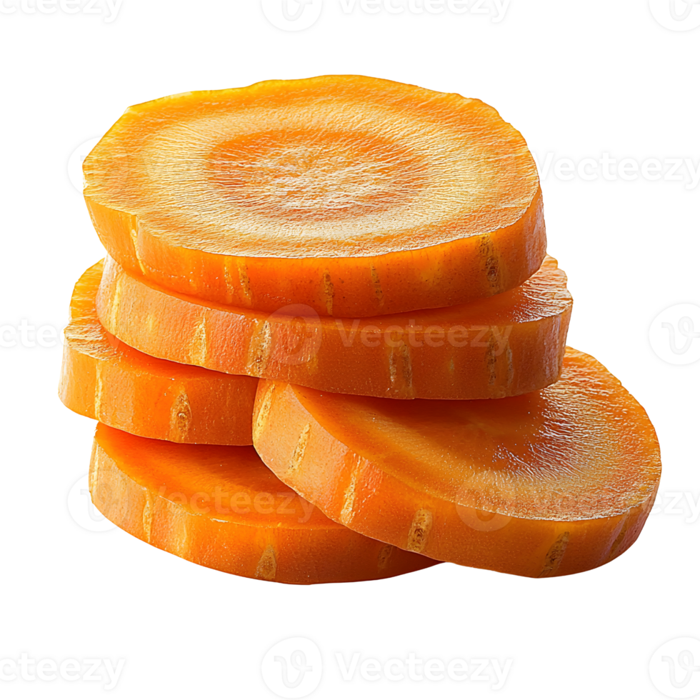 Stacked Carrot Slices on White Background png