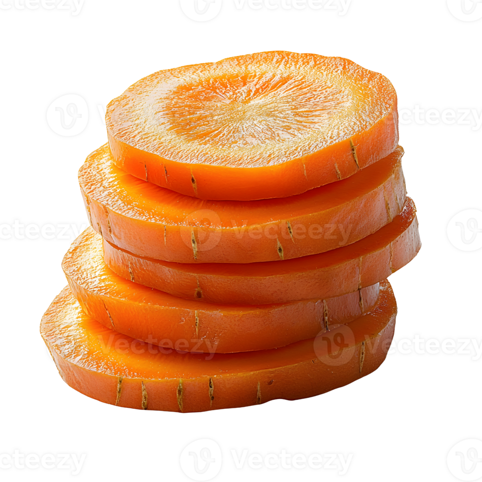 carrot slices stacked isolated on white background png