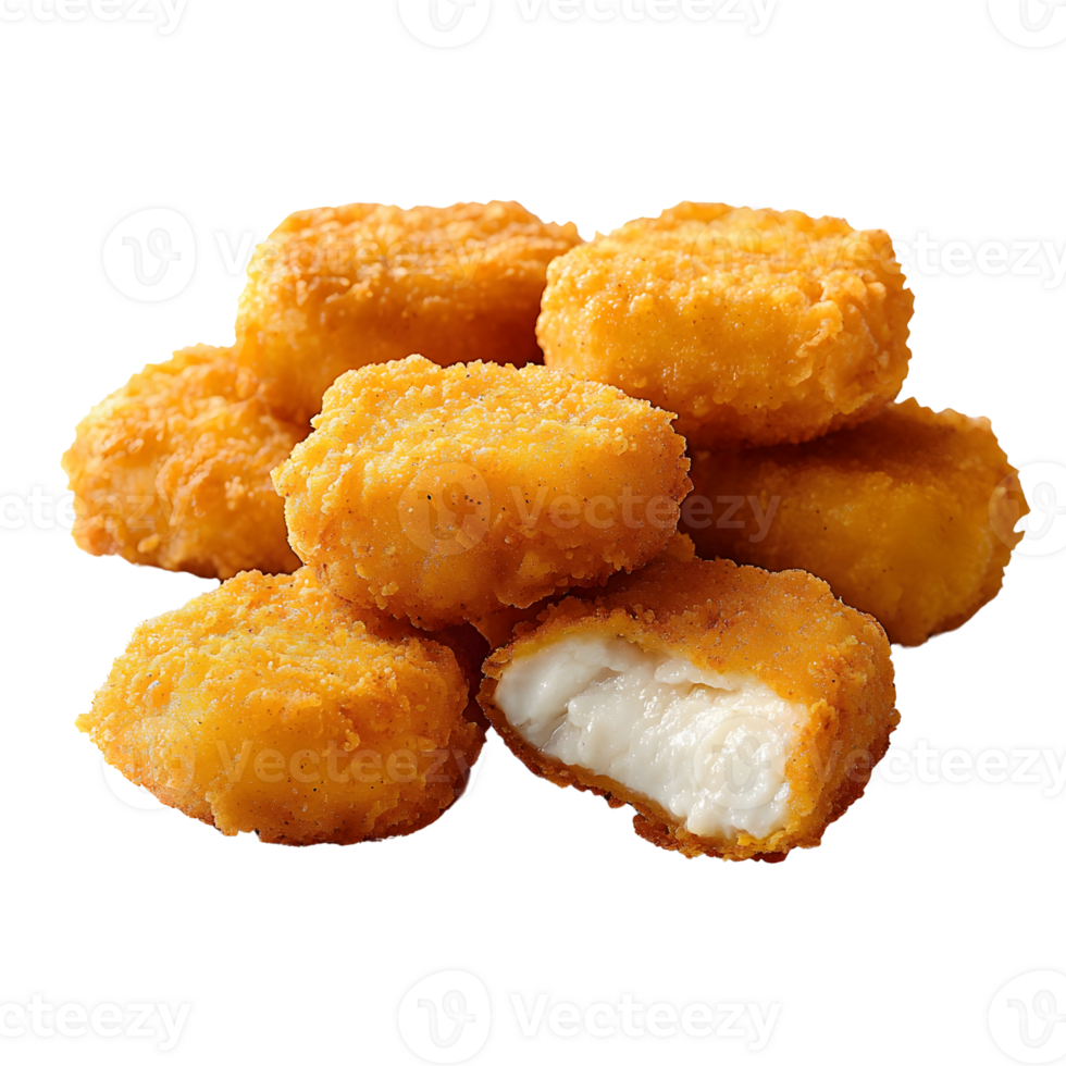 chicken nuggets pile isolated on white background png