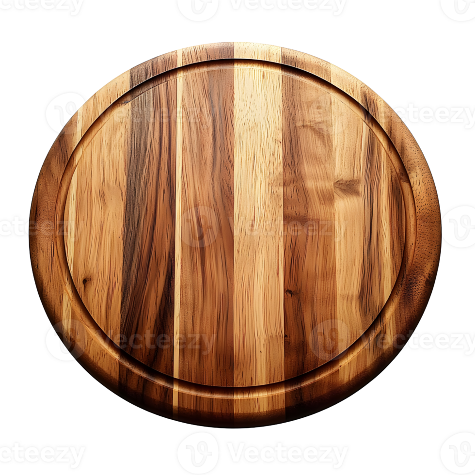 Circular Wooden Cutting Board on White Background png