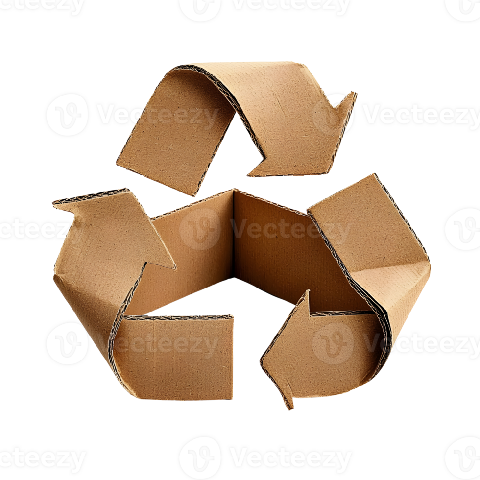 Cardboard Recycle Symbol on White Background png