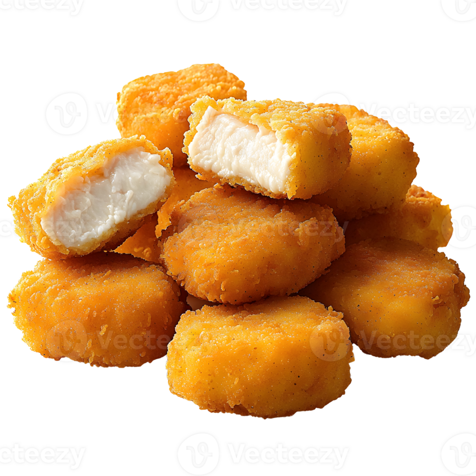 chicken nuggets pile on white background png
