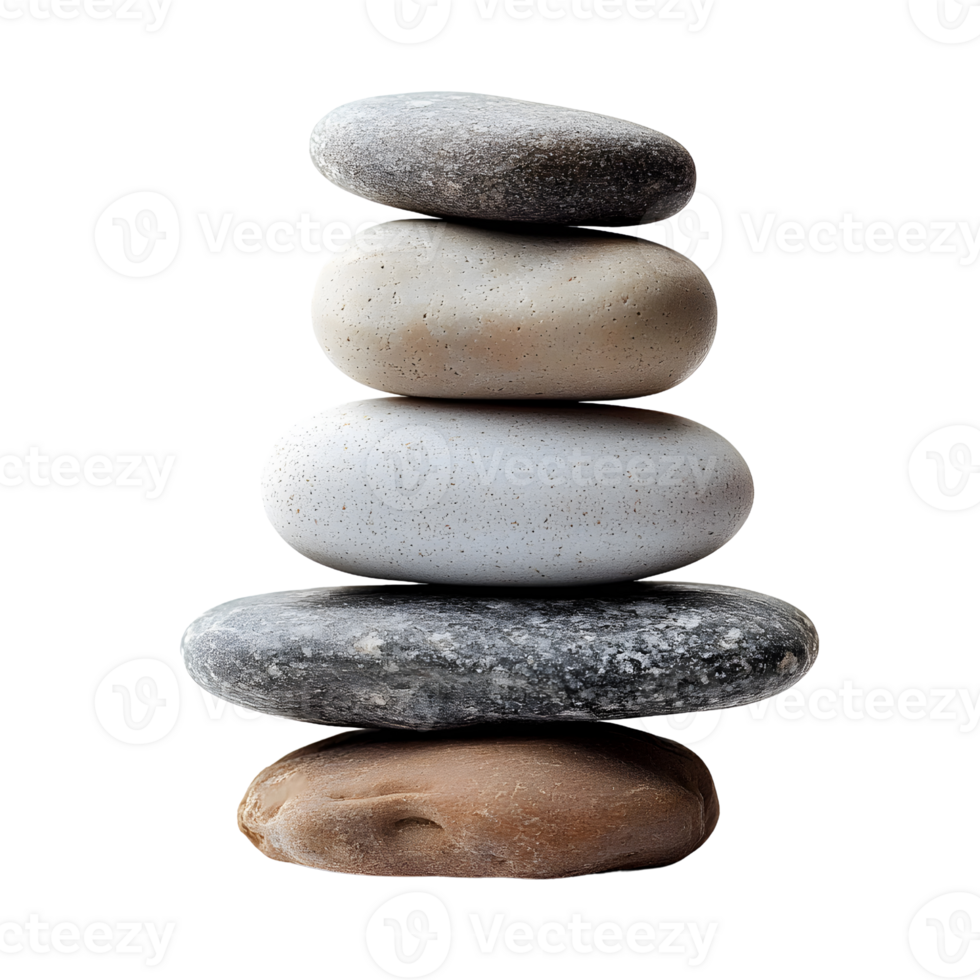 stacked stones on white background for zen and balance png