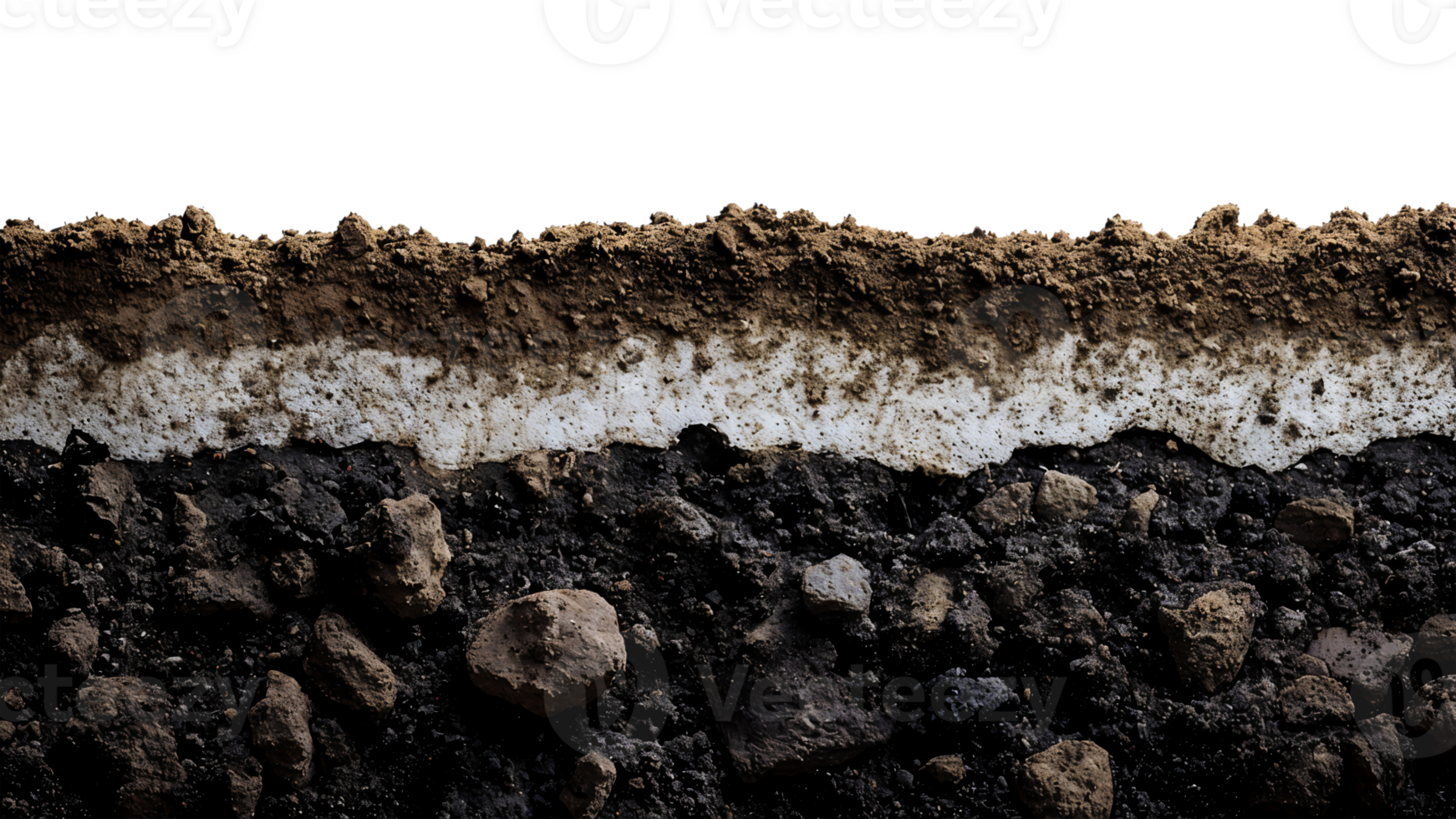 soil profile layers with isolated black background png