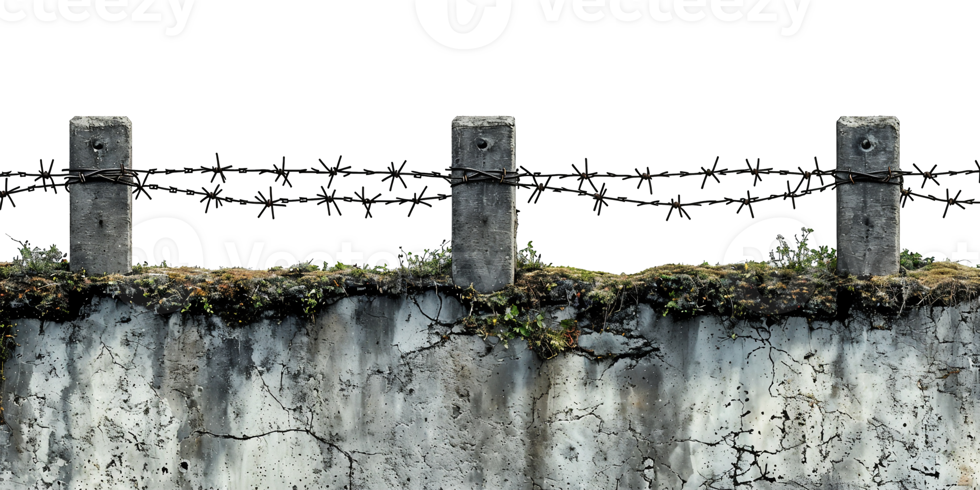 barbed wire fence on wall isolated on white background png