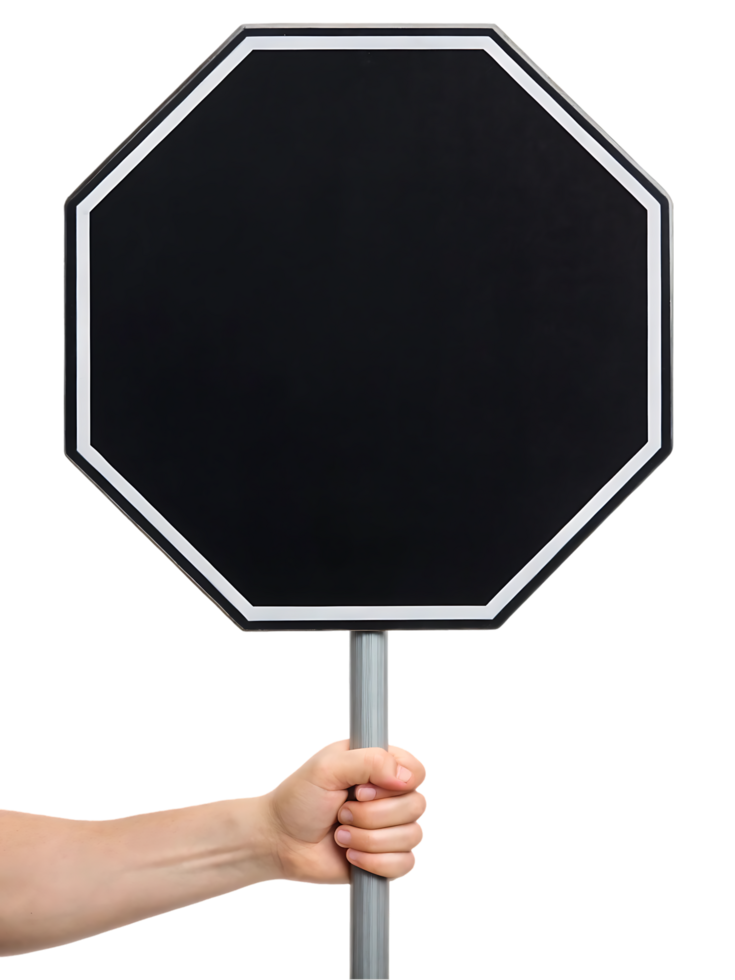 Hand holding a blank octagonal sign. Perfect for your message png