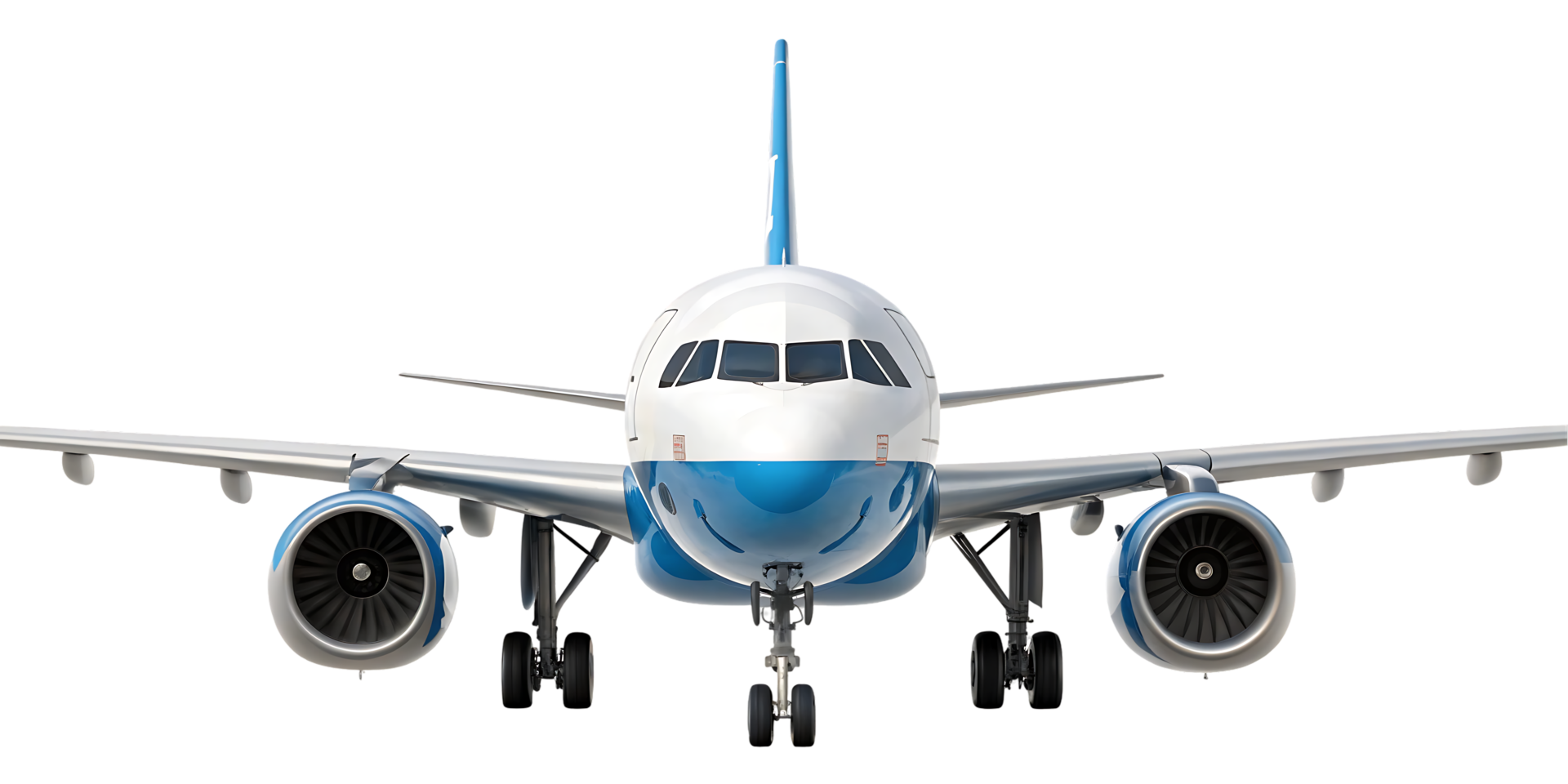 Front view of a passenger airplane png
