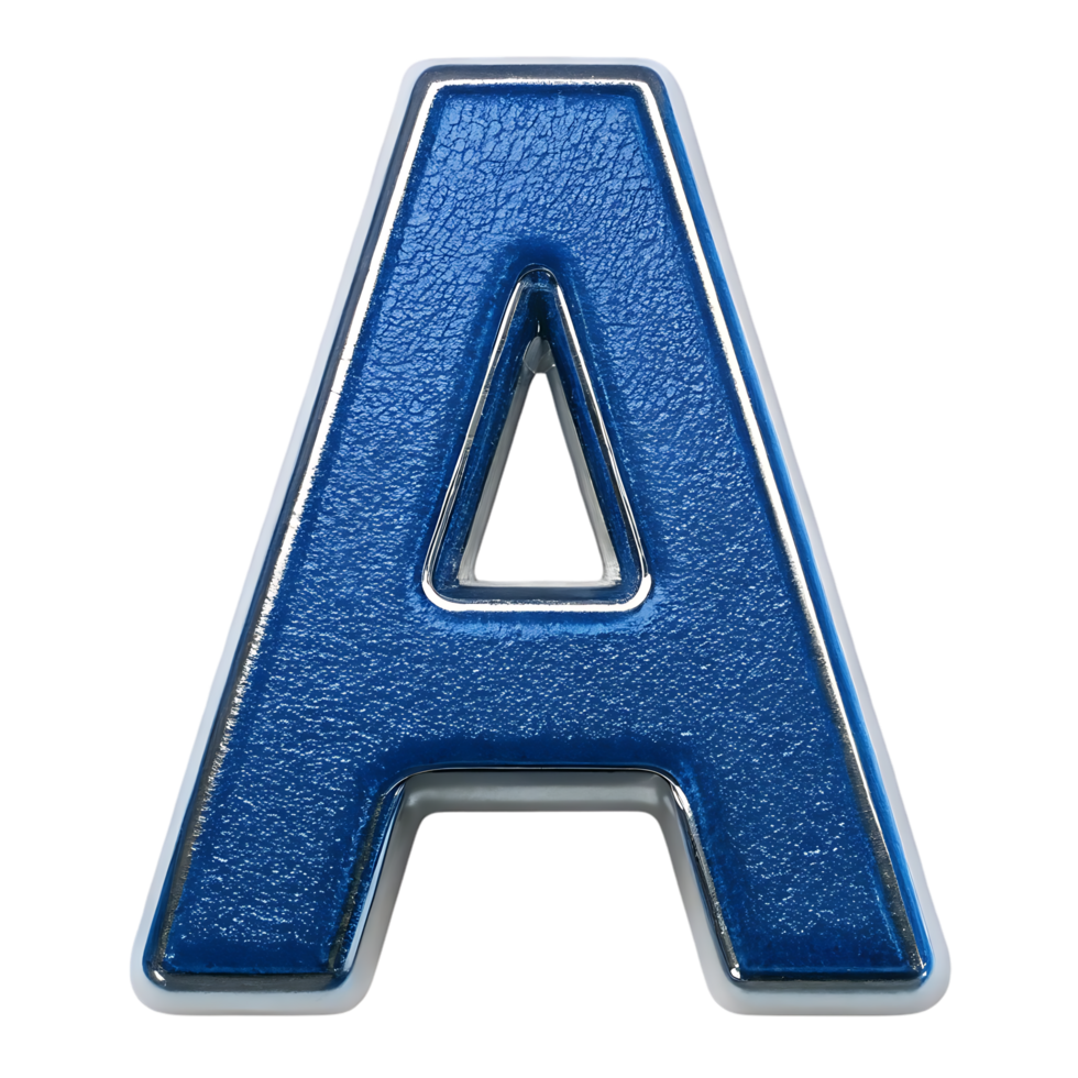 Blue metallic letter A with silver border png