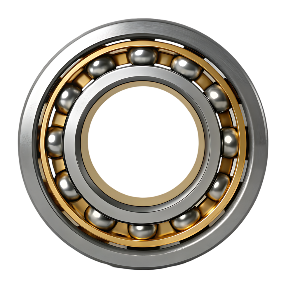 Close up of a ball bearing, showcasing its intricate design and precision engineering. png