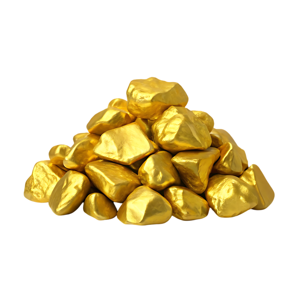 Pile of gold nuggets, wealth, richness, luxury. png