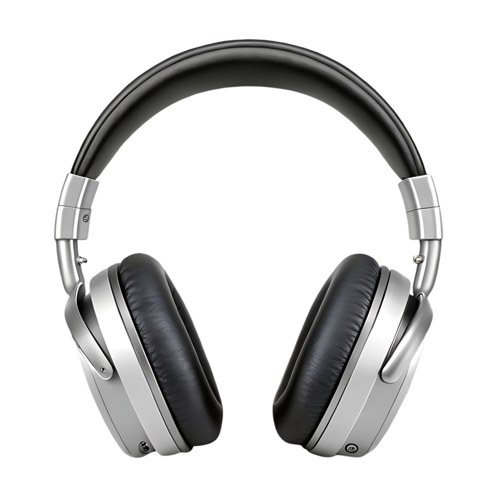 Silver and black over ear headphones png