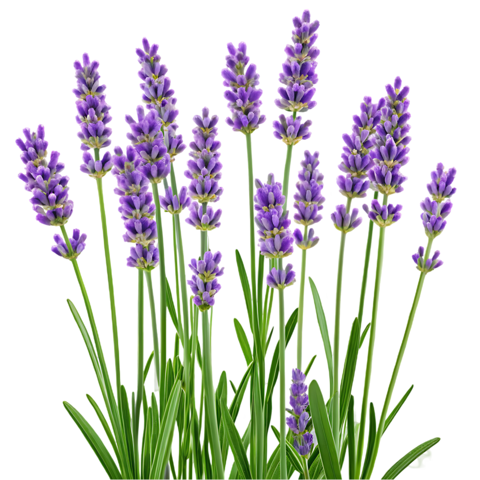 Close up of vibrant purple lavender flowers. png