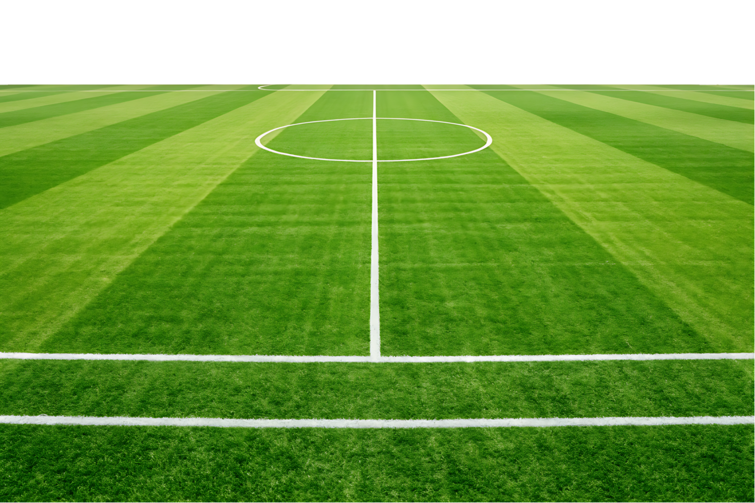 Empty soccer field, green grass, white lines png