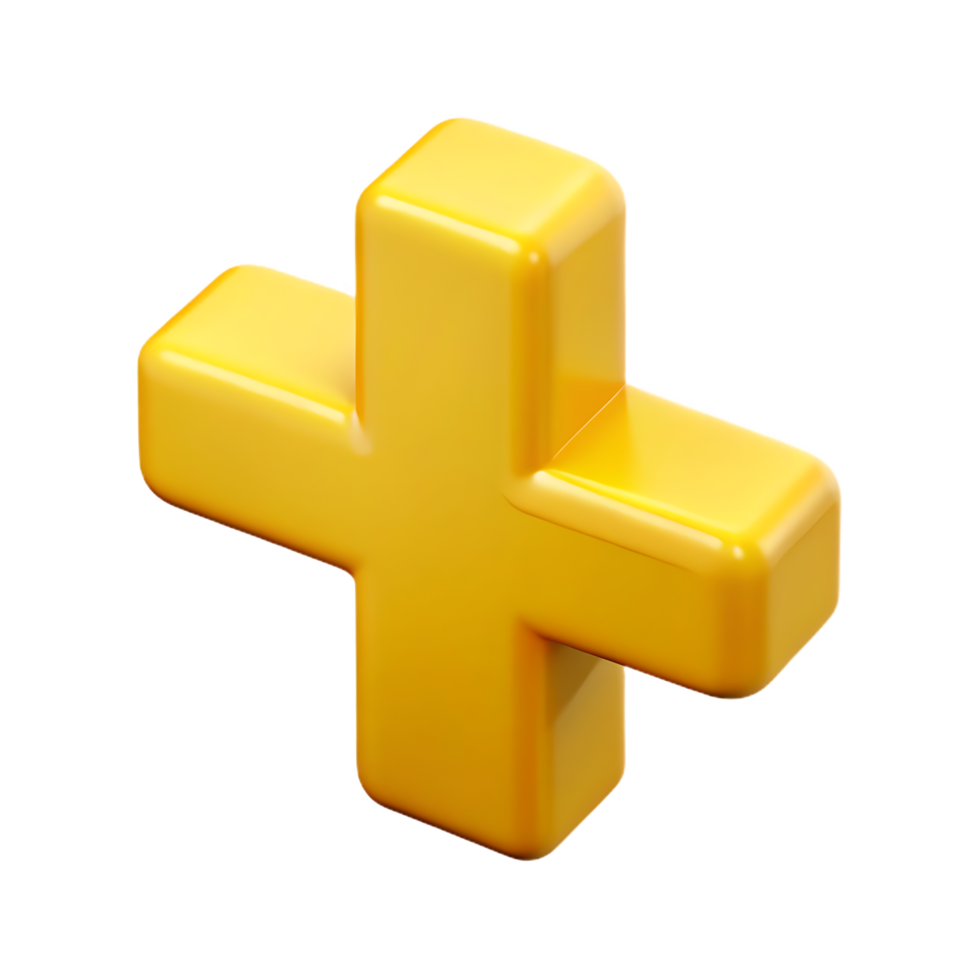 3D golden plus sign, add button, positive symbol png