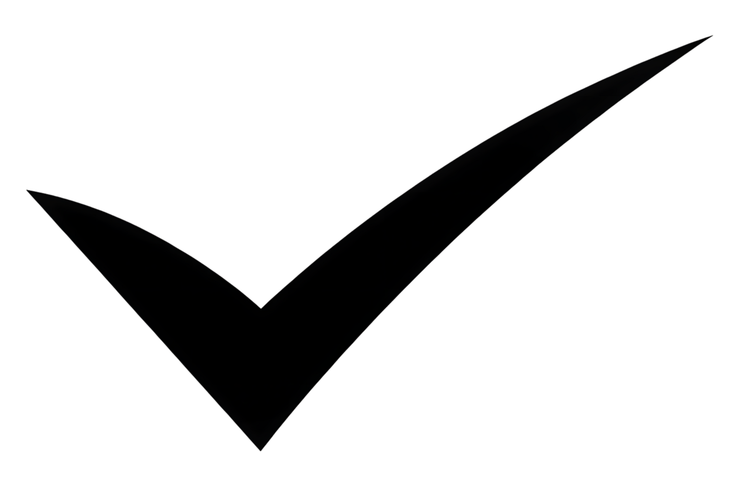 Hand drawn checkmark symbol, black on transparent background. png