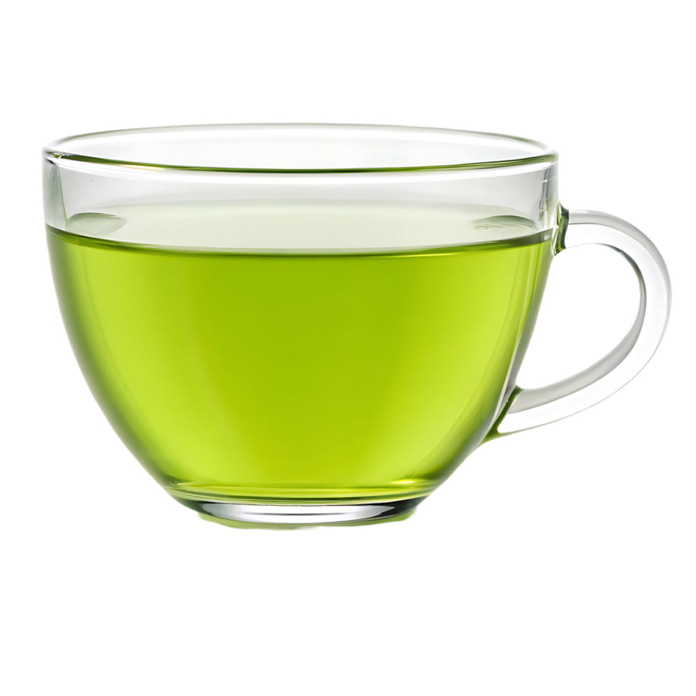 A cup of bright green tea. png