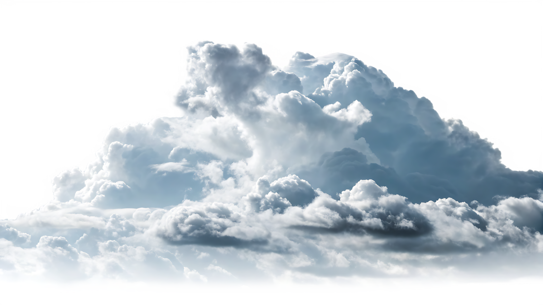 Large cumulus cloud formation, isolated on black background. png