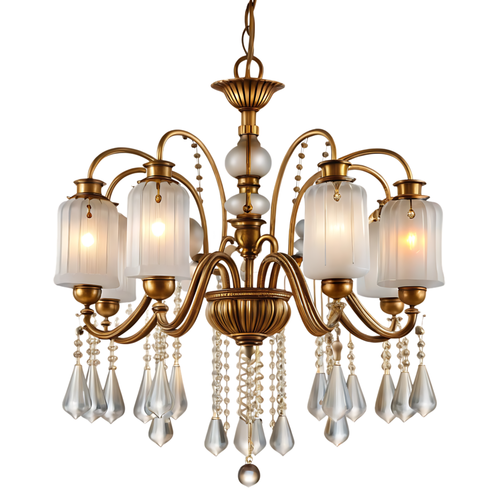 Elegant antique bronze chandelier with crystal accents. png