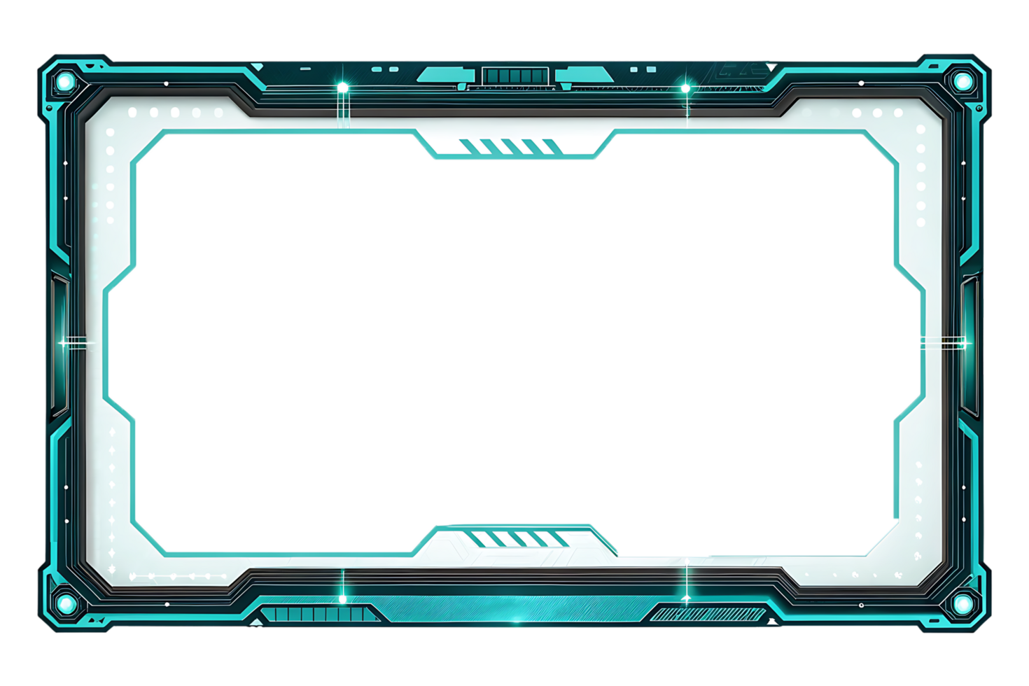Futuristic teal and black tech frame png