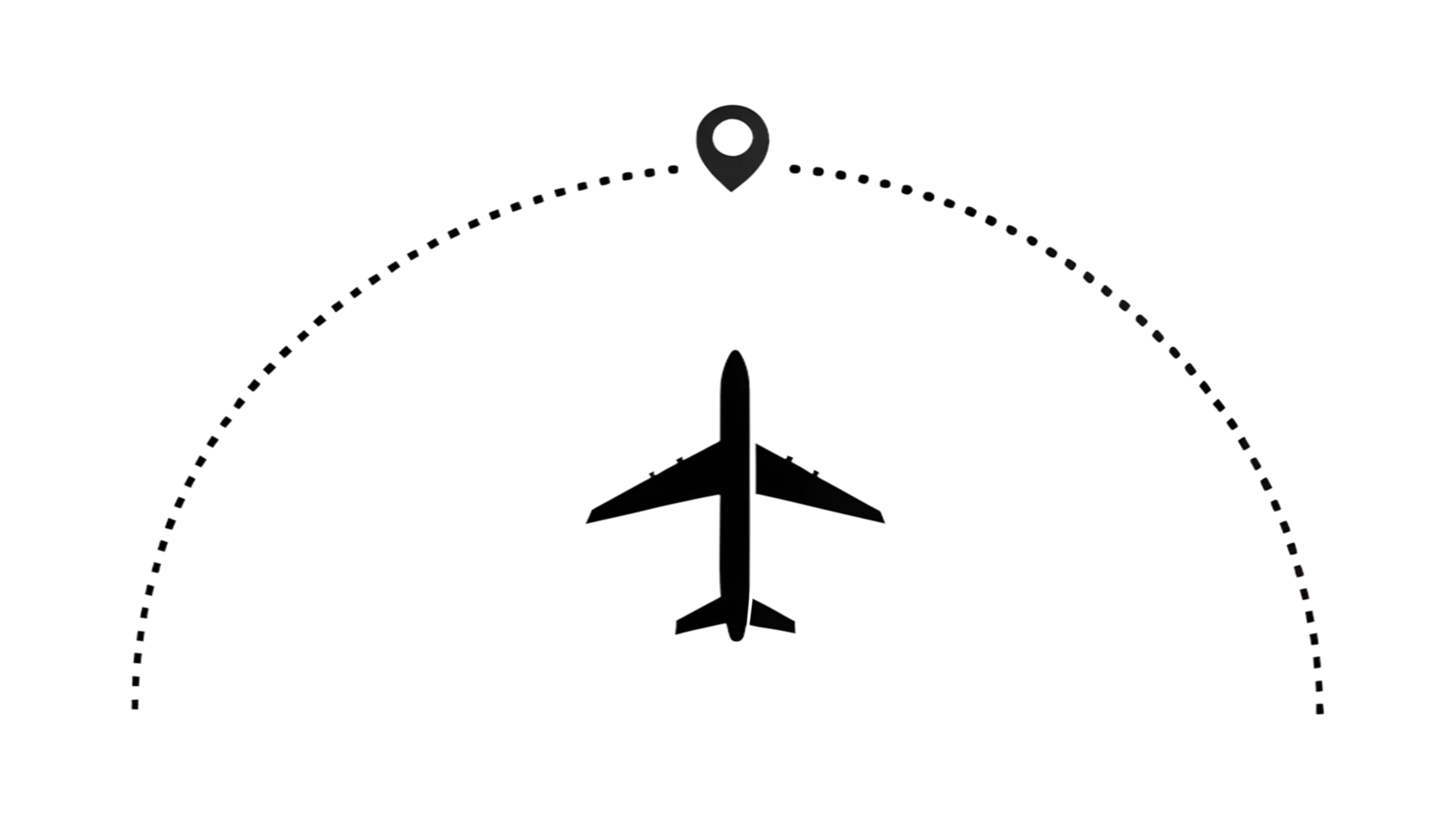 Airplane flight path, travel route, destination. png